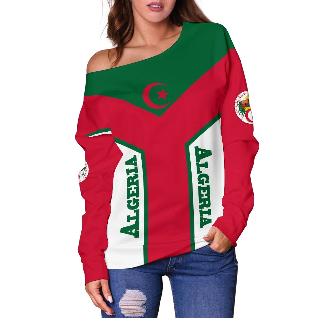 Algeria Off Shoulder Flag Rising Women