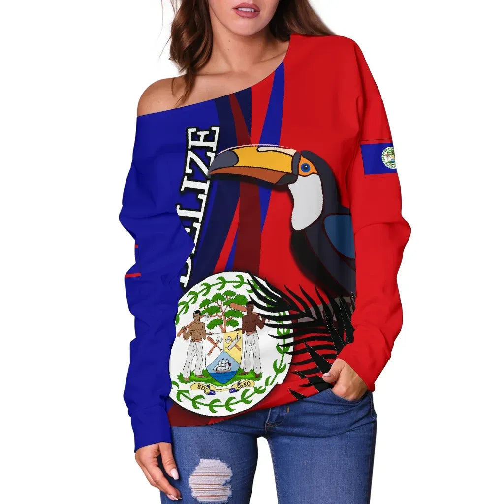 Belize Women's Off Shoulder Sweater Billed Toucan