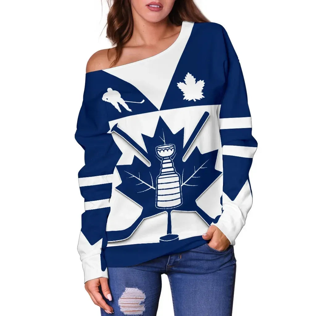 Canada Hockey Maple Leaf Champion Off Shoulder Sweater