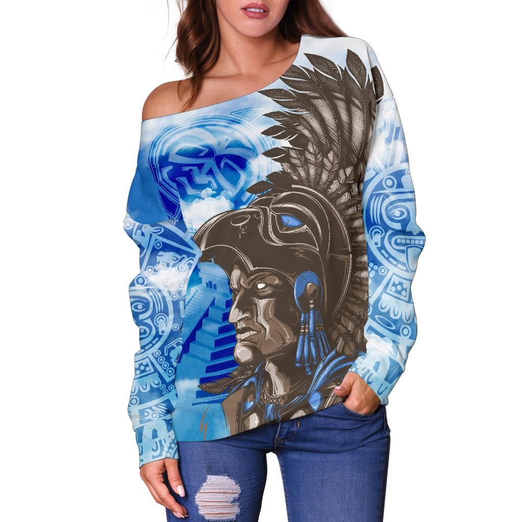 Aztec Warrior Women's Off Shoulder Sweater Th00