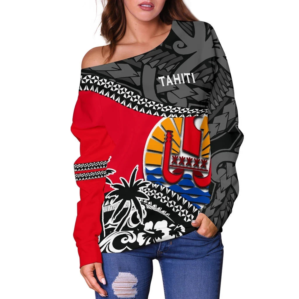 Tahiti Off Shoulder Sweater Fall In The Wave
