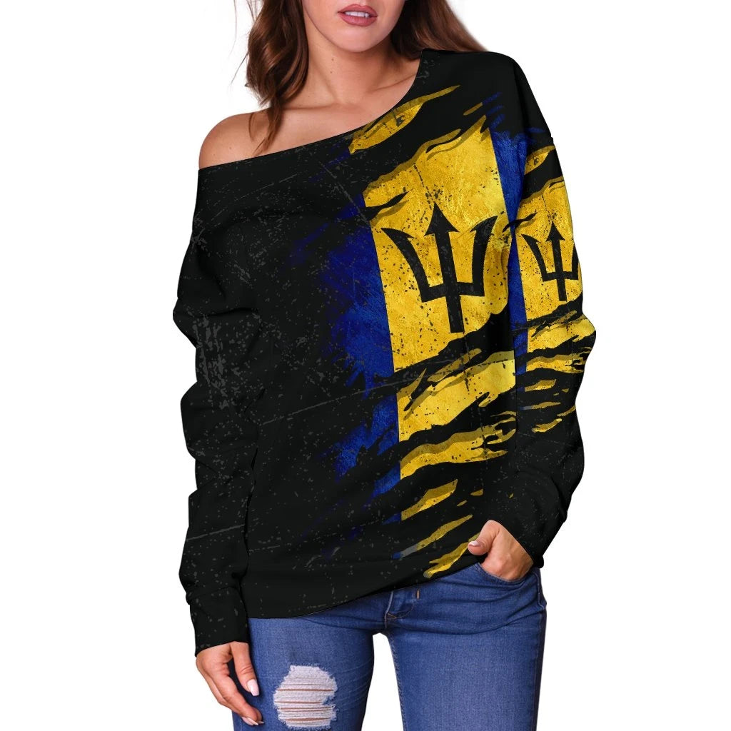 Barbados In Me Women's Off Shoulder Sweater Special Grunge Style
