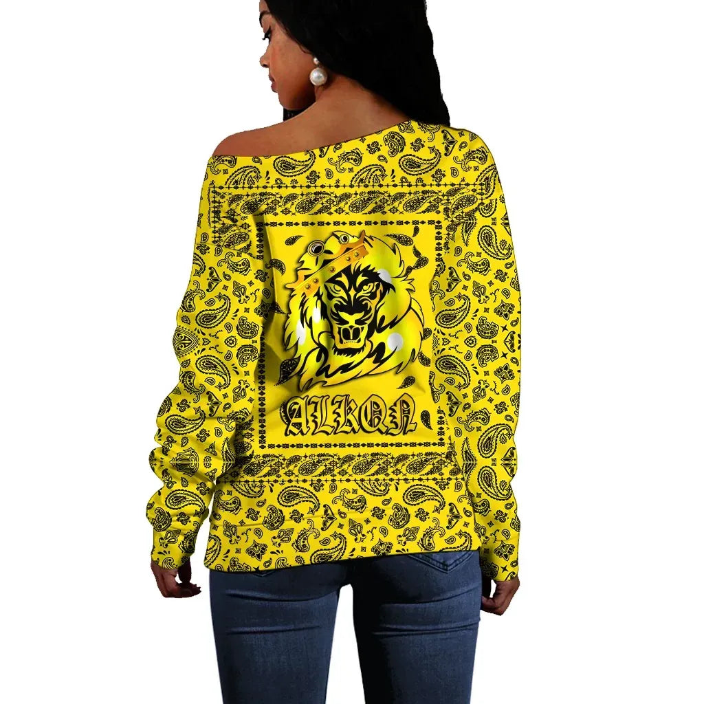 Latin Kings Off Shoulder Sweater Yellow Bandana