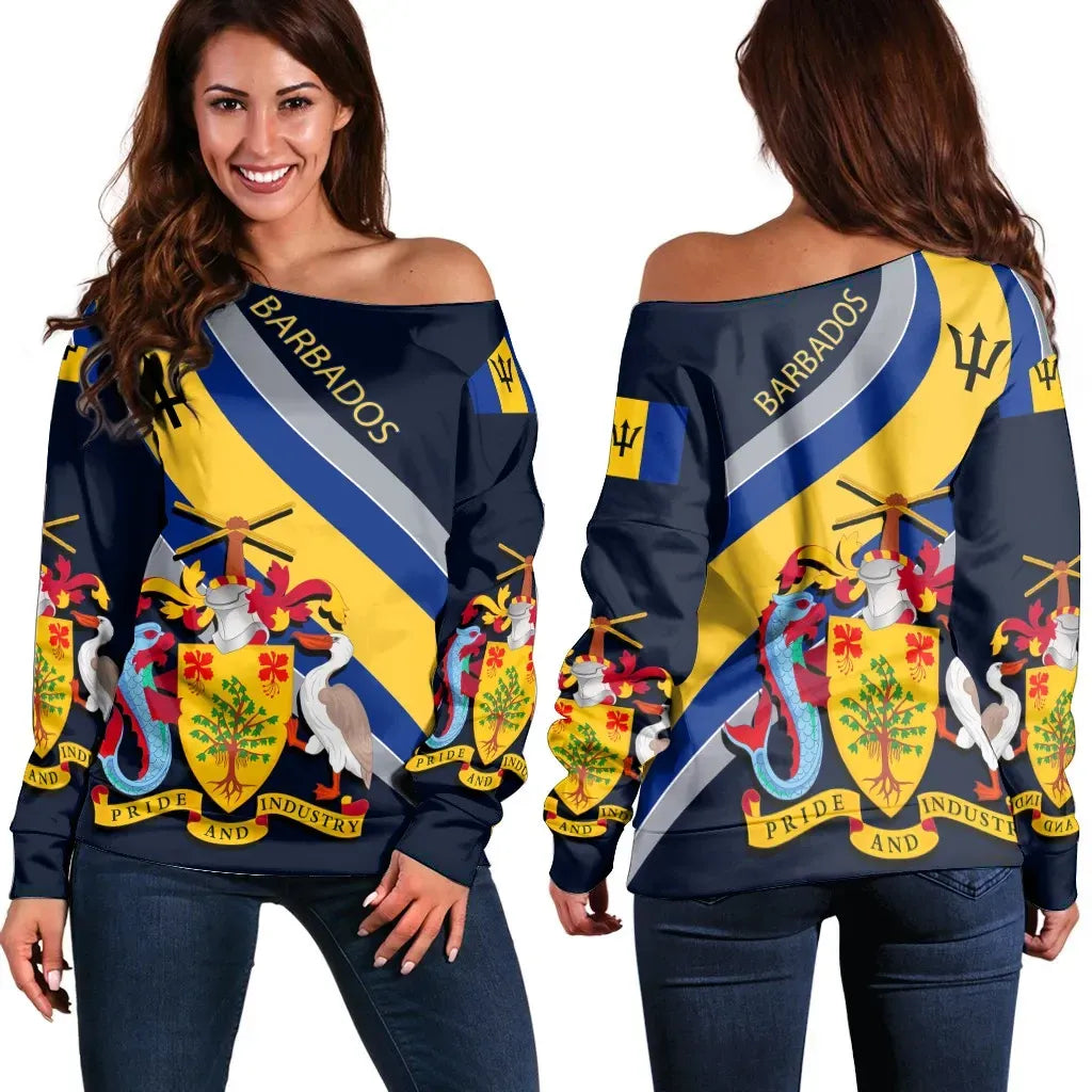 Barbados Off Shoulder Sweater Special Flag