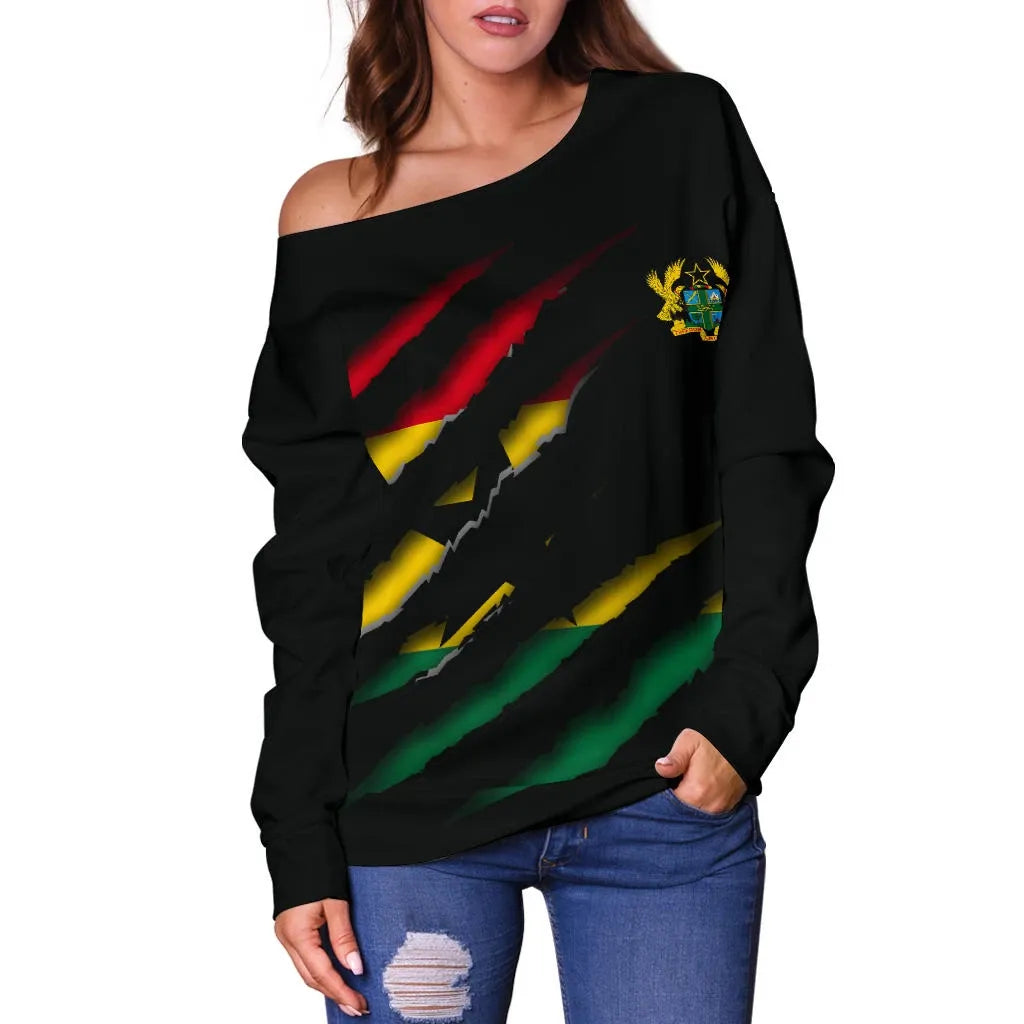 Ghana Inside Me Women's Off Shoulder Sweater Bn09