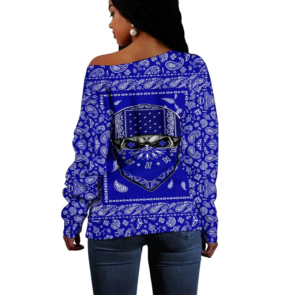 Crips Gang Skull Off Shoulder Sweater