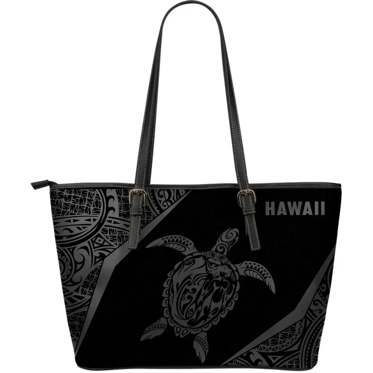 Hawaii Polynesian Leather Tote Bag Turtle Grey Th1