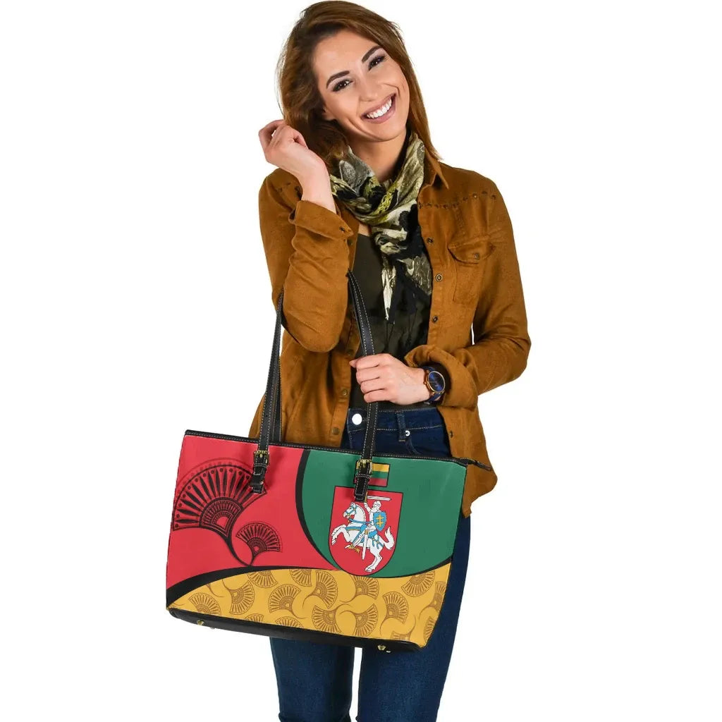 Lithuania Leather Tote Bag Flag Of Lithuania