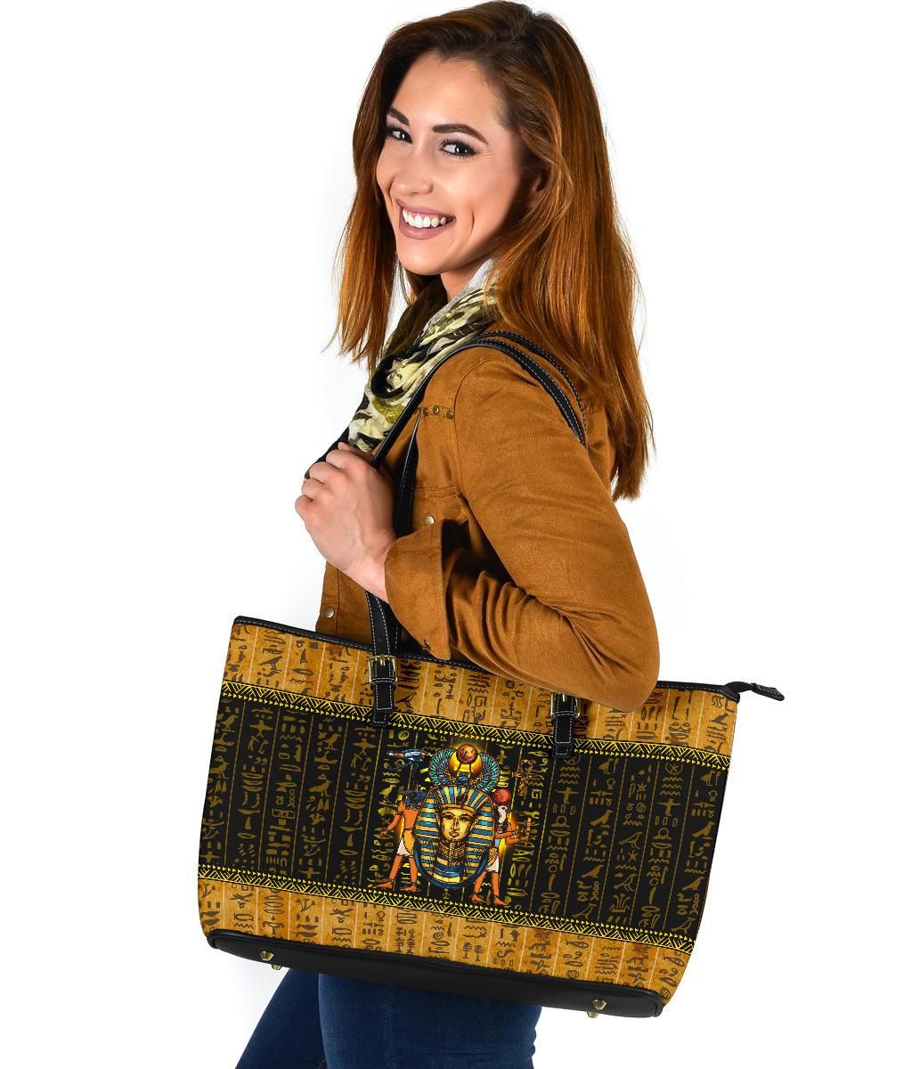 African Leather Tote Bag Mysteries Of Ancient Egypt