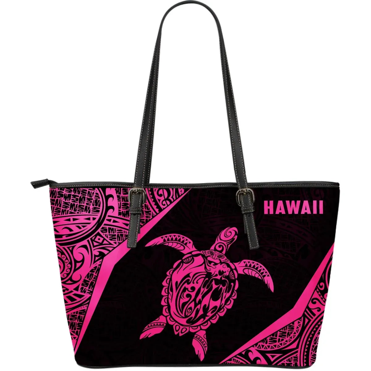 Hawaii Polynesian Leather Tote Bag Turtle Pink Th1