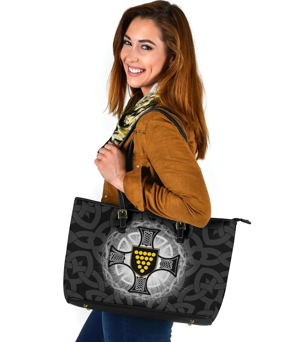 Cornwall Leather Tote Bag Cornwall Coat Of Arms With Celtic Cross Bn25