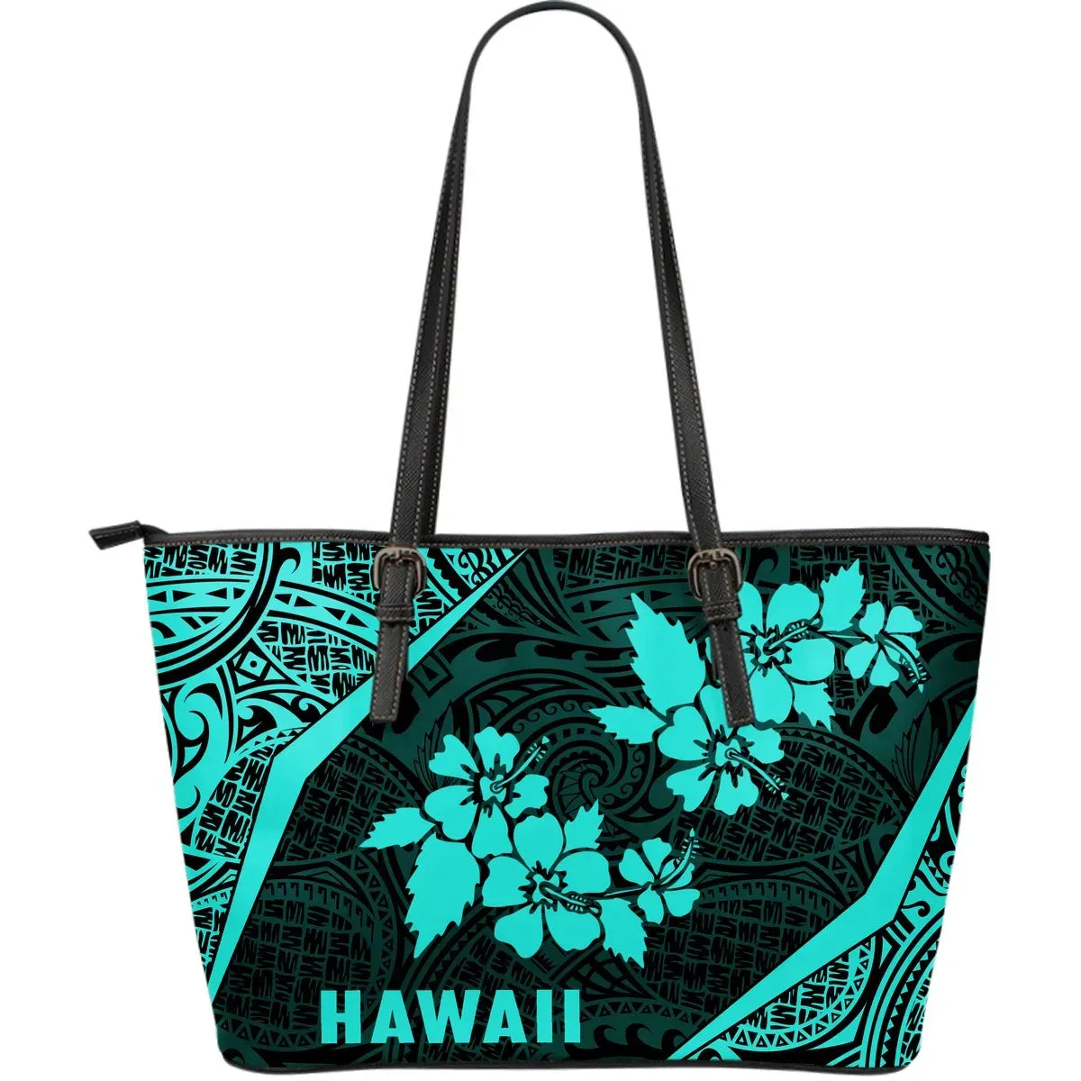 Hawaii Polynesian Leather Tote Bag Hibiscus 01 Th1