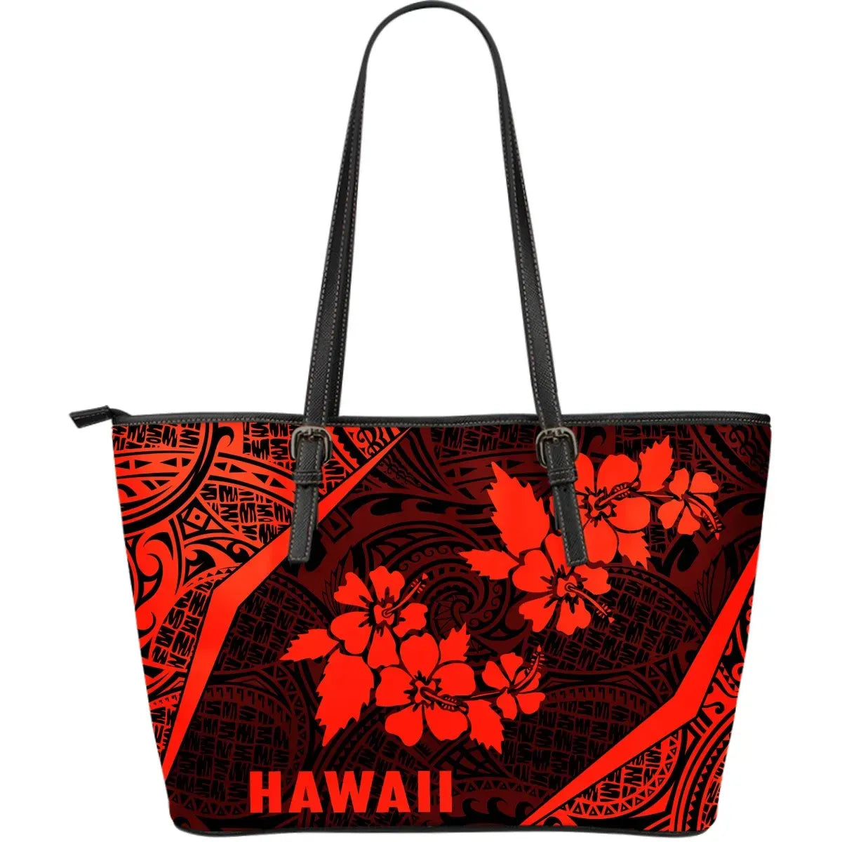 Hawaii Polynesian Leather Tote Bag Hibiscus Red Th1