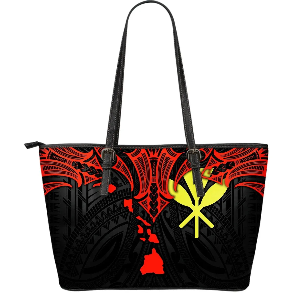 Polynesian Hawaii Leather Tote Bag Polynesian Whale Tail