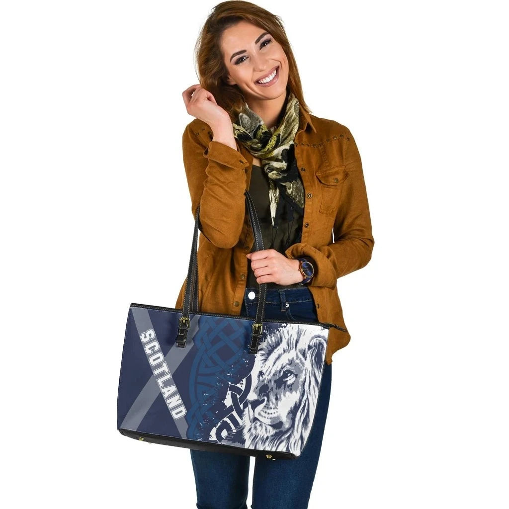 Scotland Celtic Leather Tote Bag Cross Celt Lion