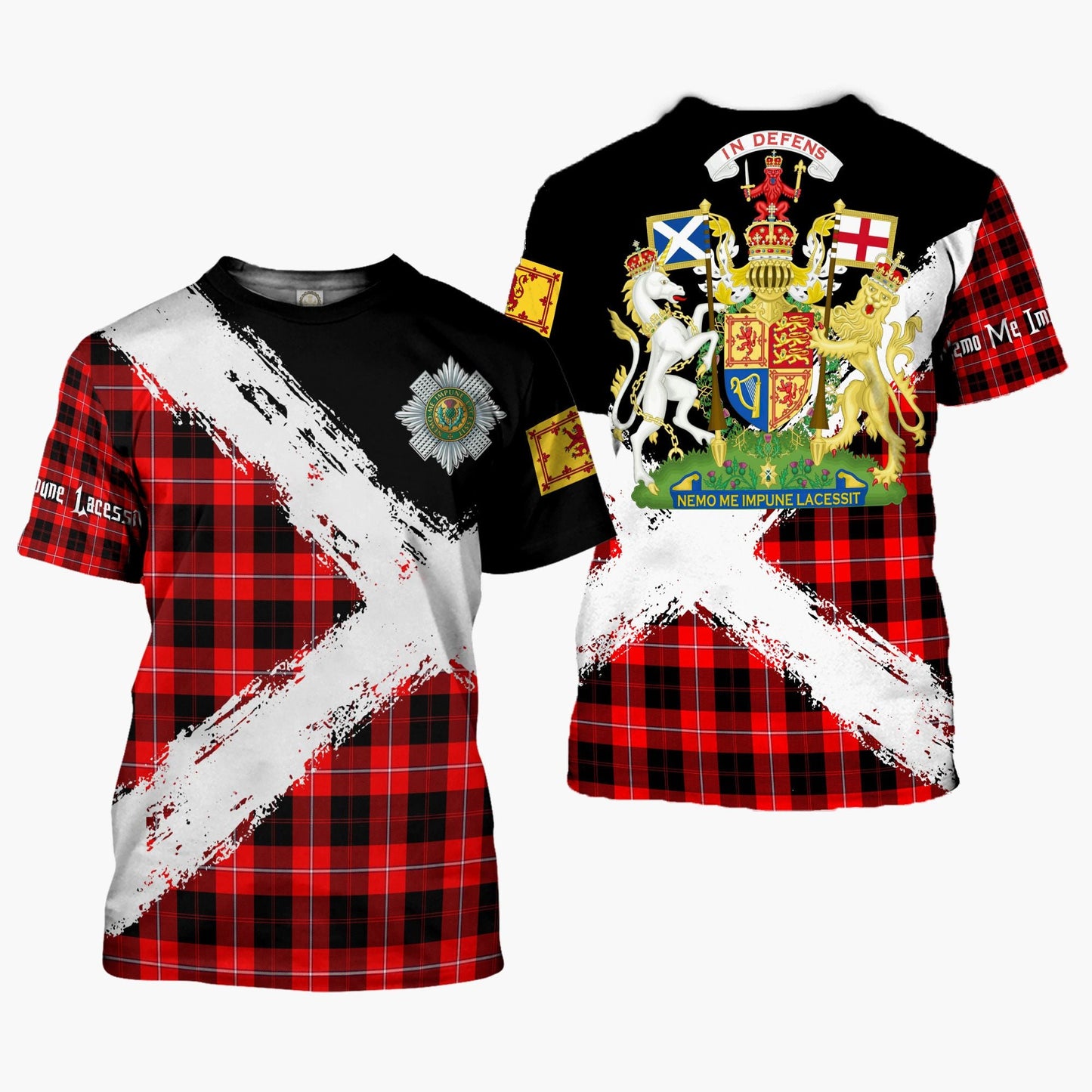 Printivon Cunningham Clan T Shirt Scotland Coat Of Arms Tartan Pattern