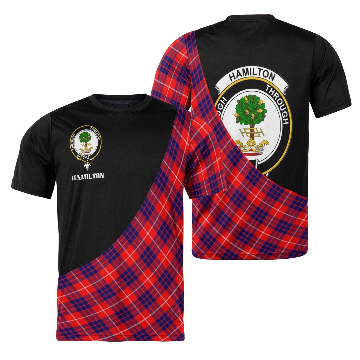 Printivon Hamilton Clan Tartan with Kilt Design Personalized Tee Shirt Scotland Gift For Mom and Dad
