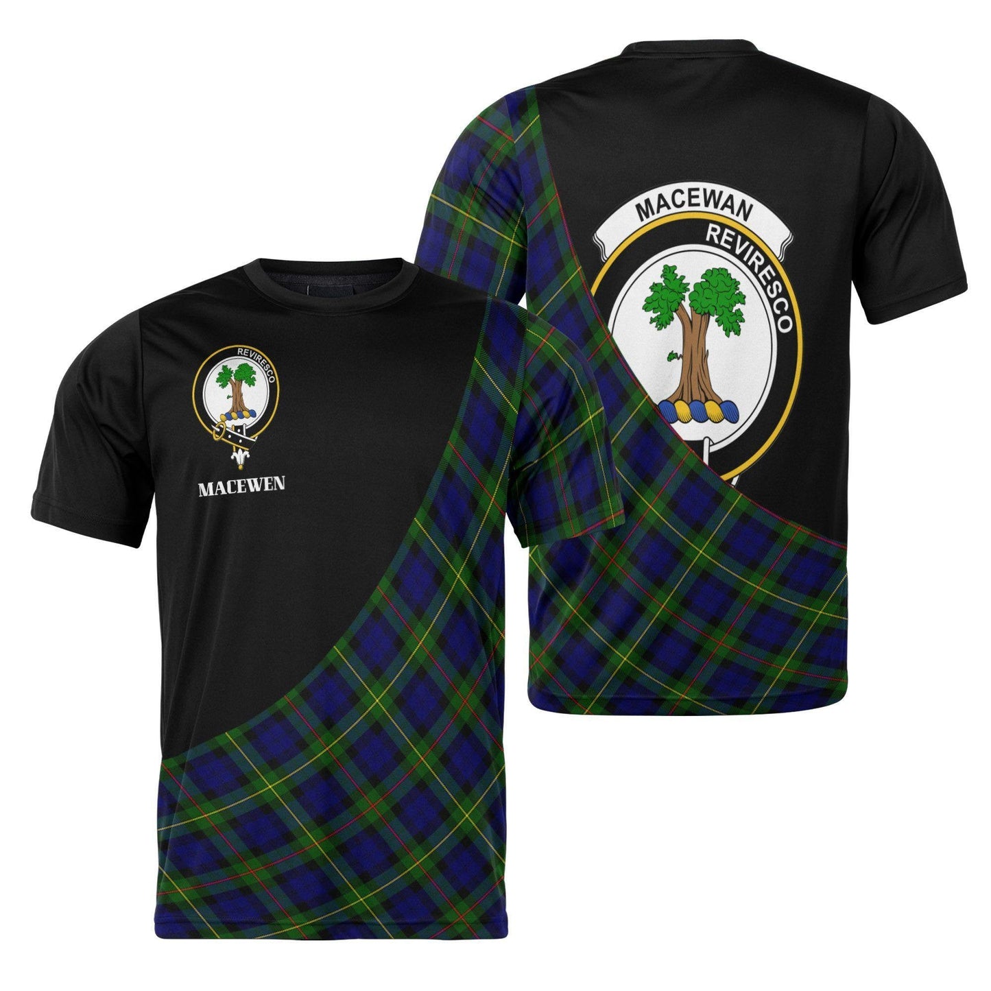 Printivon MacEwen Clan Tartan with Kilt Design Personalized Tee Shirt Scotland Gift For Mom and Dad