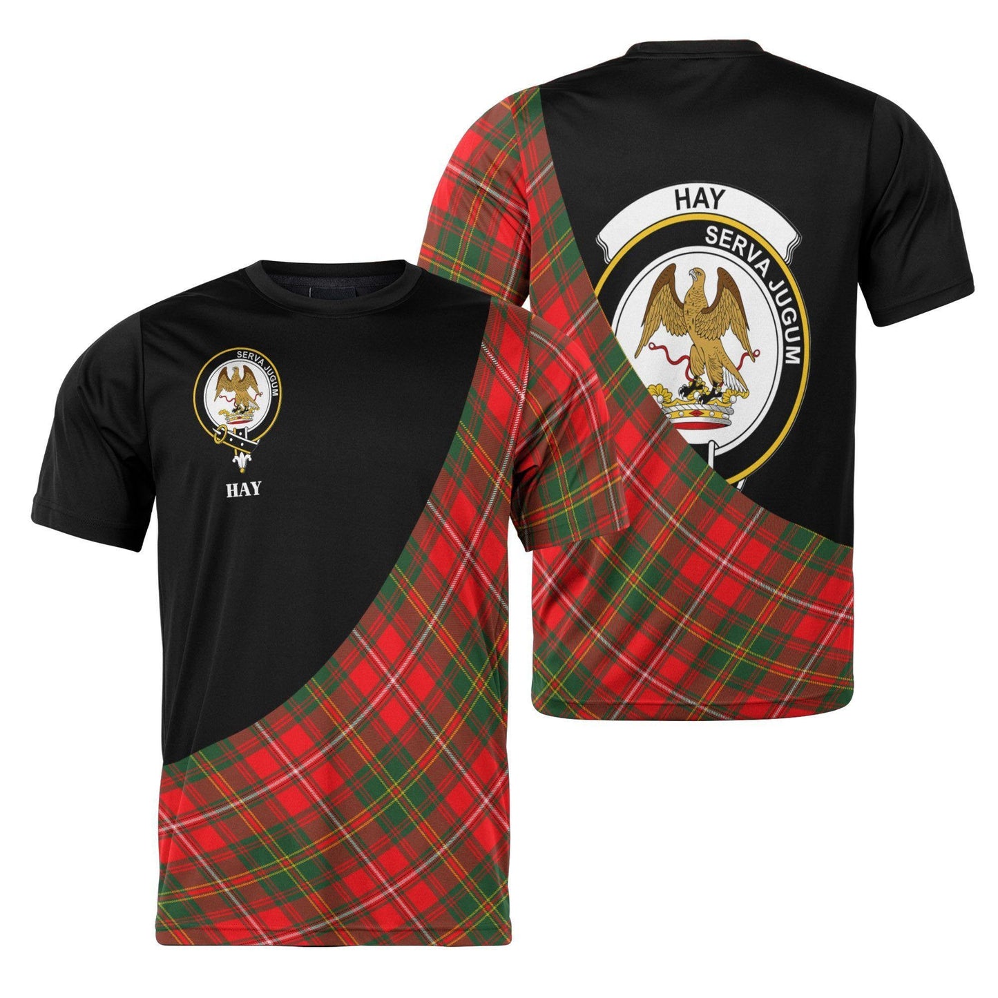Printivon Hay Clan Tartan with Kilt Design Personalized Tee Shirt Scotland Gift For Mom and Dad