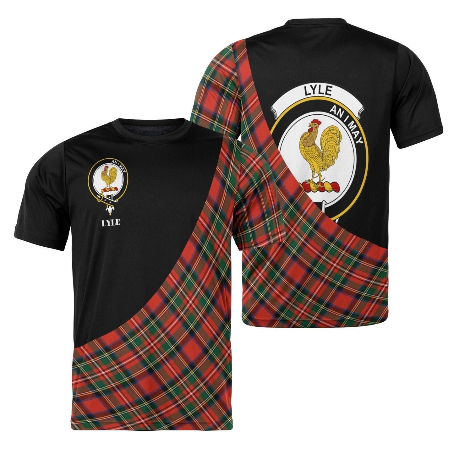 Printivon Lyle Clan Tartan with Kilt Design Personalized Tee Shirt Scotland Gift For Mom and Dad
