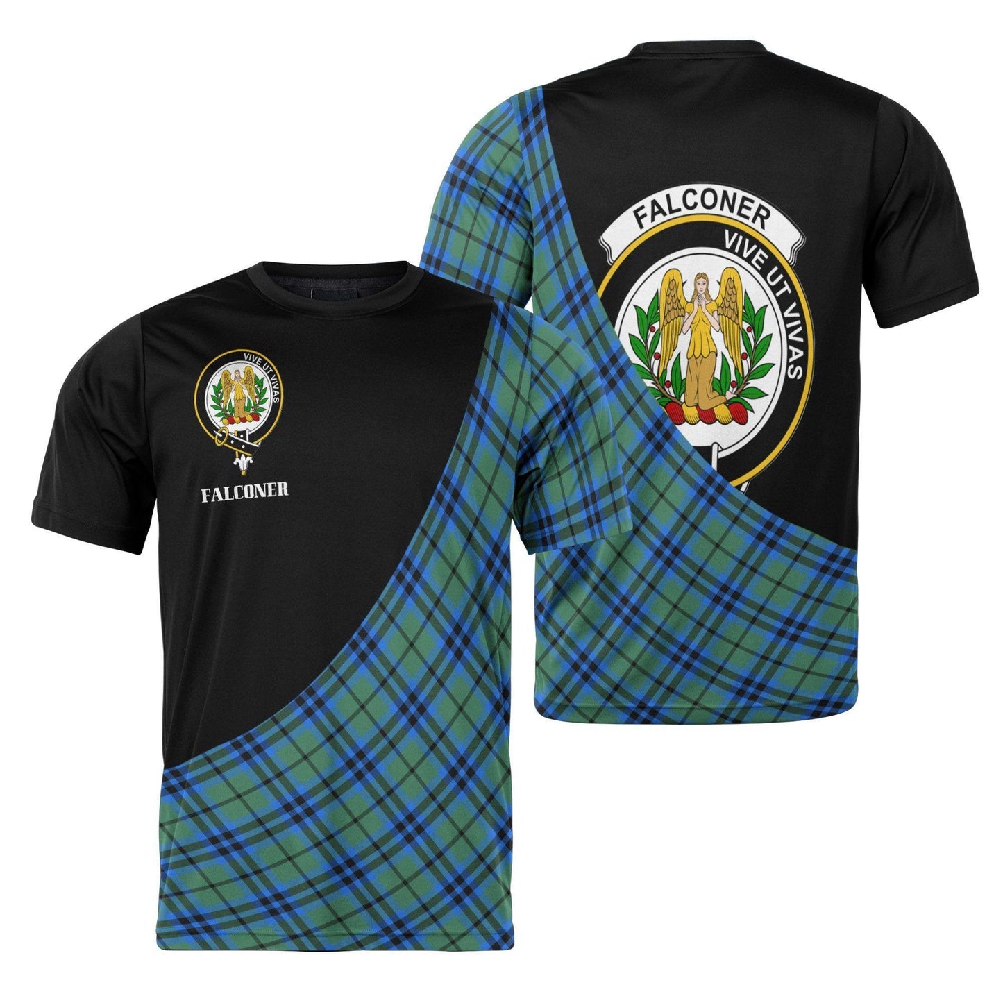 Printivon Falconer Clan Tartan with Kilt Design Personalized Tee Shirt Scotland Gift For Mom and Dad