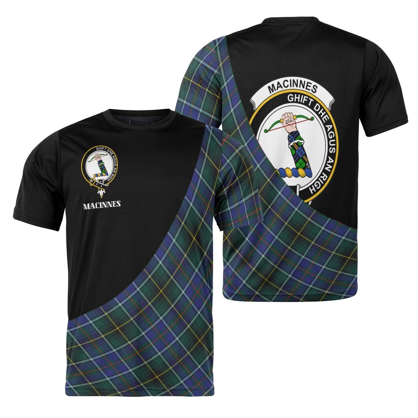 Printivon MacInnes Clan Tartan with Kilt Design Personalized Tee Shirt Scotland Gift For Mom and Dad