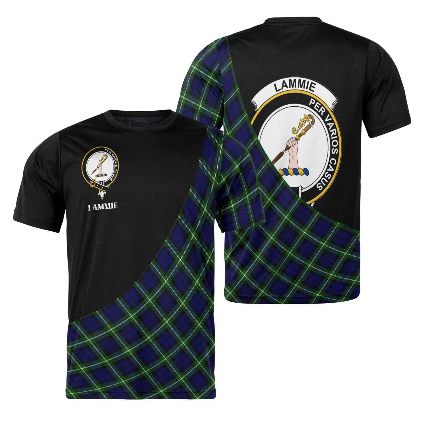 Printivon Lammie Clan Tartan with Kilt Design Personalized Tee Shirt Scotland Gift For Mom and Dad