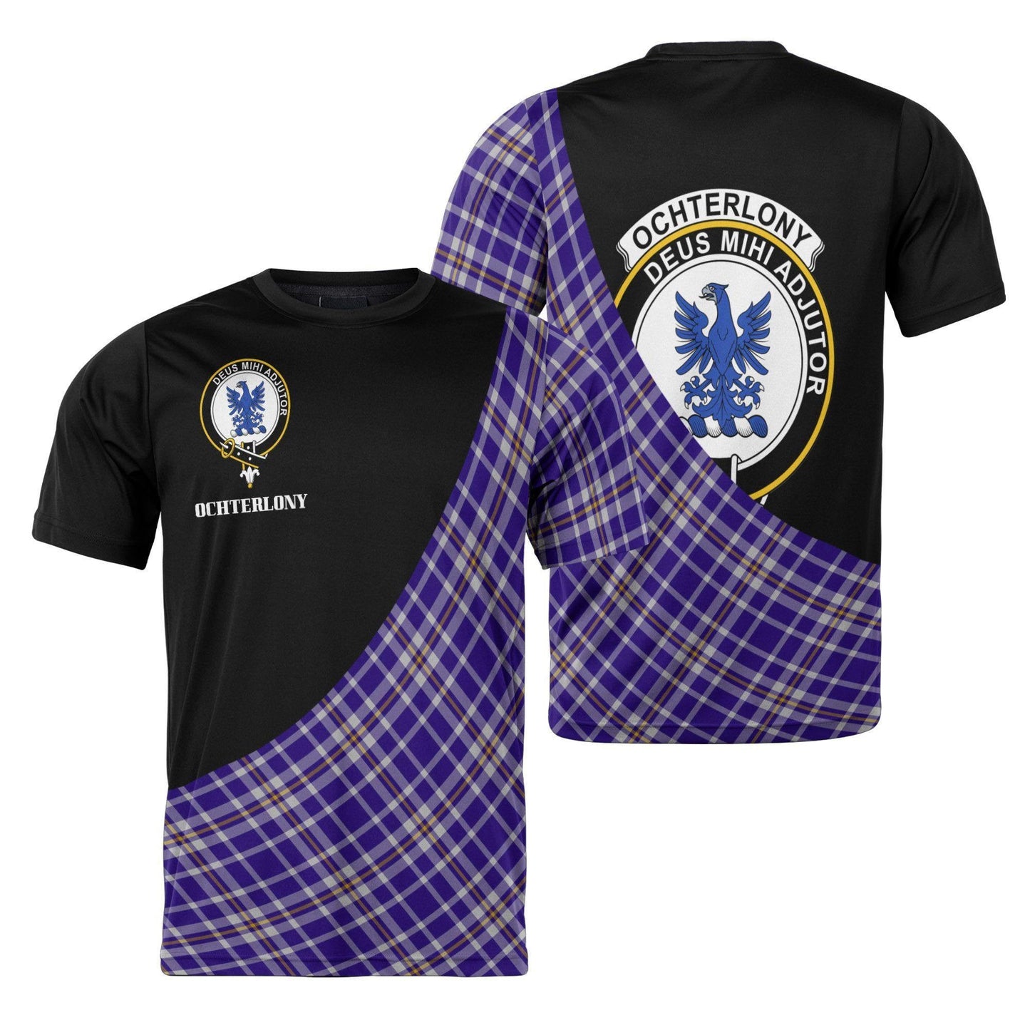 Printivon Ochterlony Clan Tartan with Kilt Design Personalized Tee Shirt Scotland Gift For Mom and Dad
