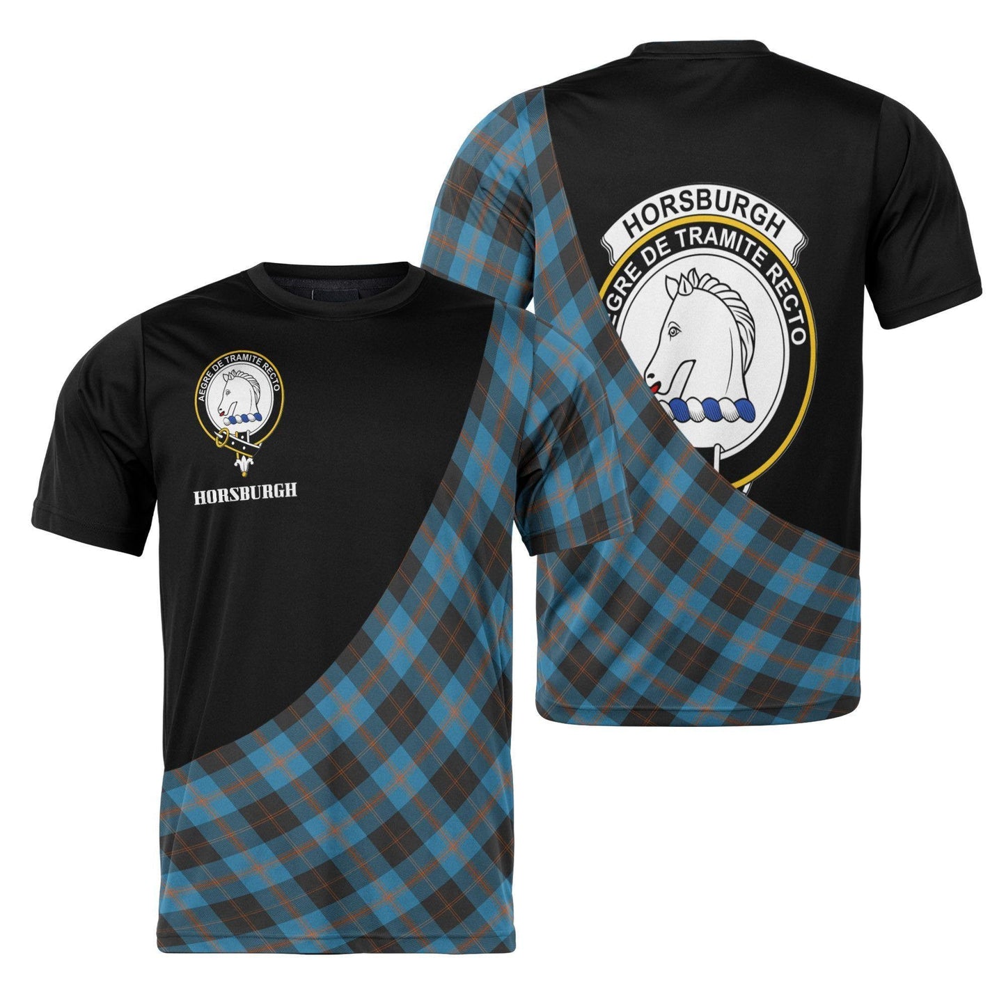 Printivon Horsburgh Clan Tartan with Kilt Design Personalized Tee Shirt Scotland Gift For Mom and Dad