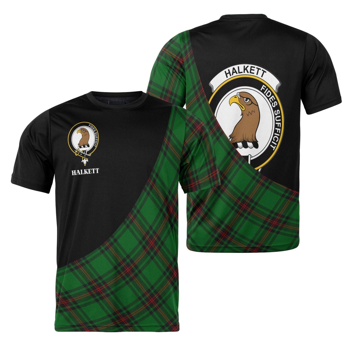 Printivon Halkett Clan Tartan with Kilt Design Personalized Tee Shirt Scotland Gift For Mom and Dad