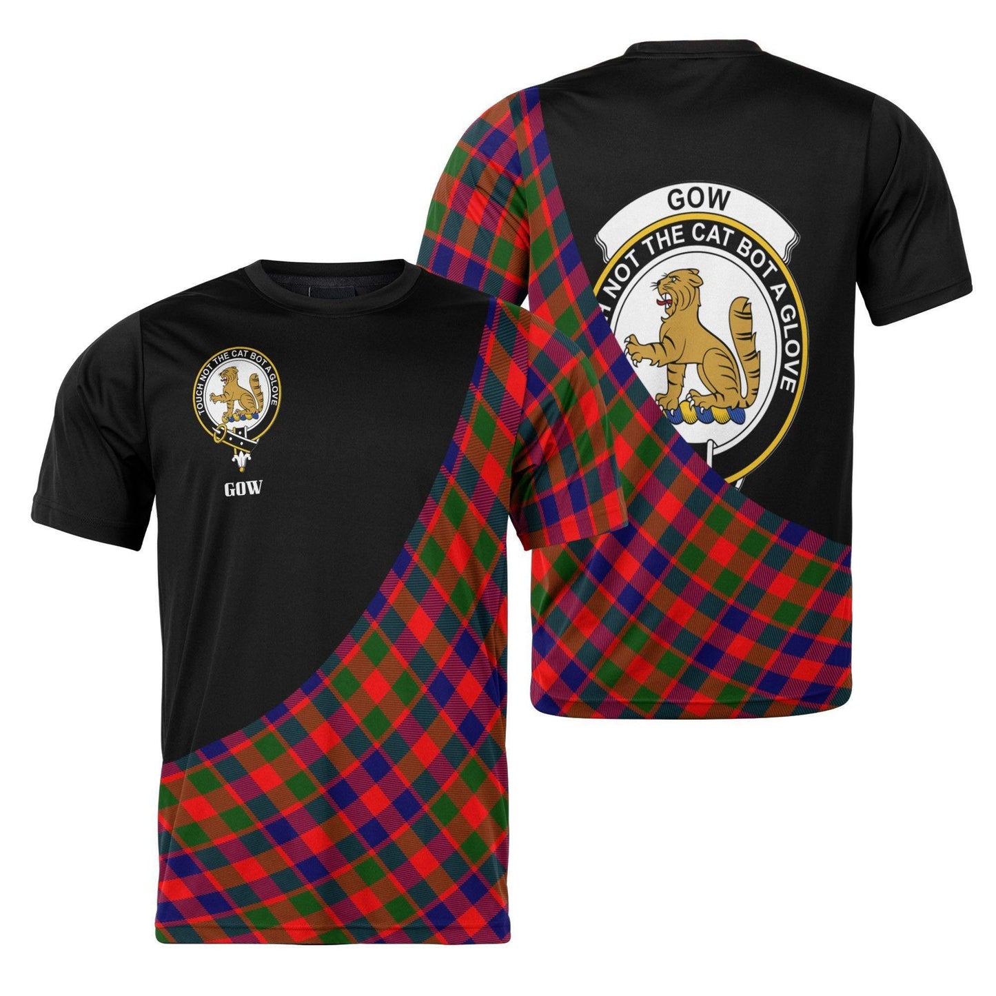 Printivon Gow (or McGouan) Clan Tartan with Kilt Design Personalized Tee Shirt Scotland Gift For Mom and Dad