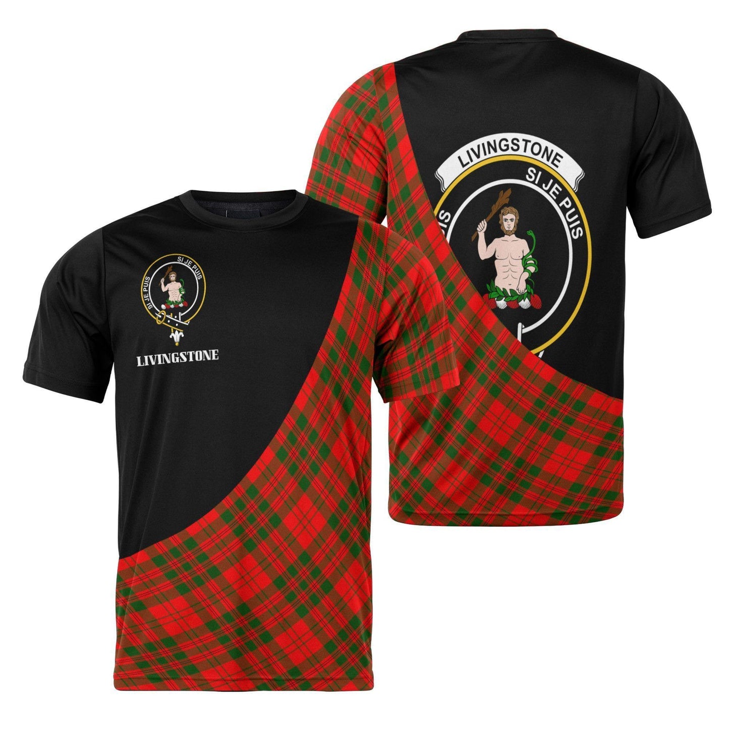 Printivon Livingstone Clan Tartan with Kilt Design Personalized Tee Shirt Scotland Gift For Mom and Dad