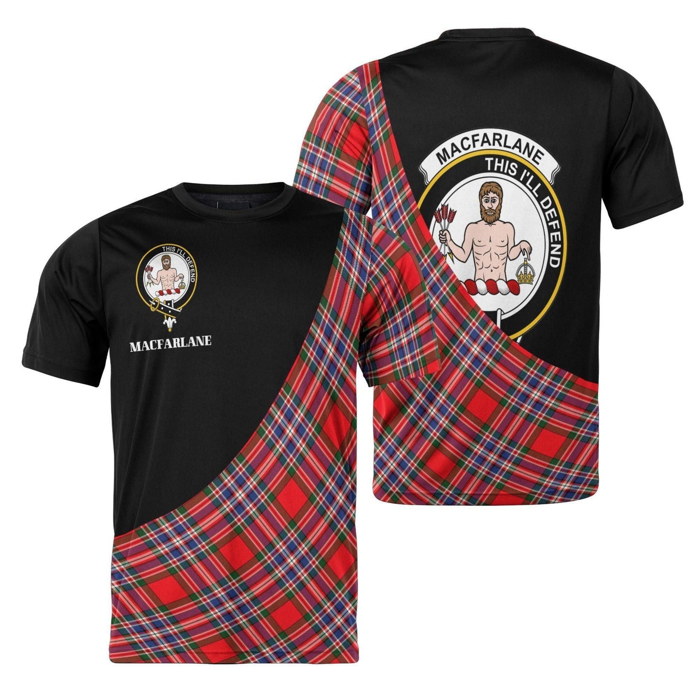 Printivon MacFarlane Clan Tartan with Kilt Design Personalized Tee Shirt Scotland Gift For Mom and Dad