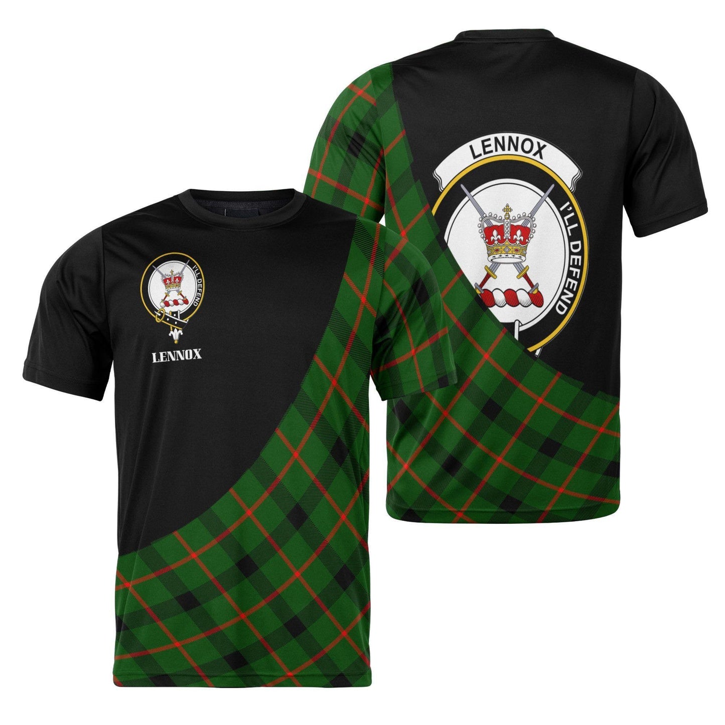 Printivon Lennox (Lennox Kincaid) Clan Tartan with Kilt Design Personalized Tee Shirt Scotland Gift For Mom and Dad