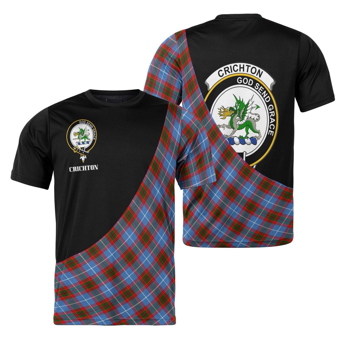 Printivon Crichton Clan Tartan with Kilt Design Personalized Tee Shirt Scotland Gift For Mom and Dad
