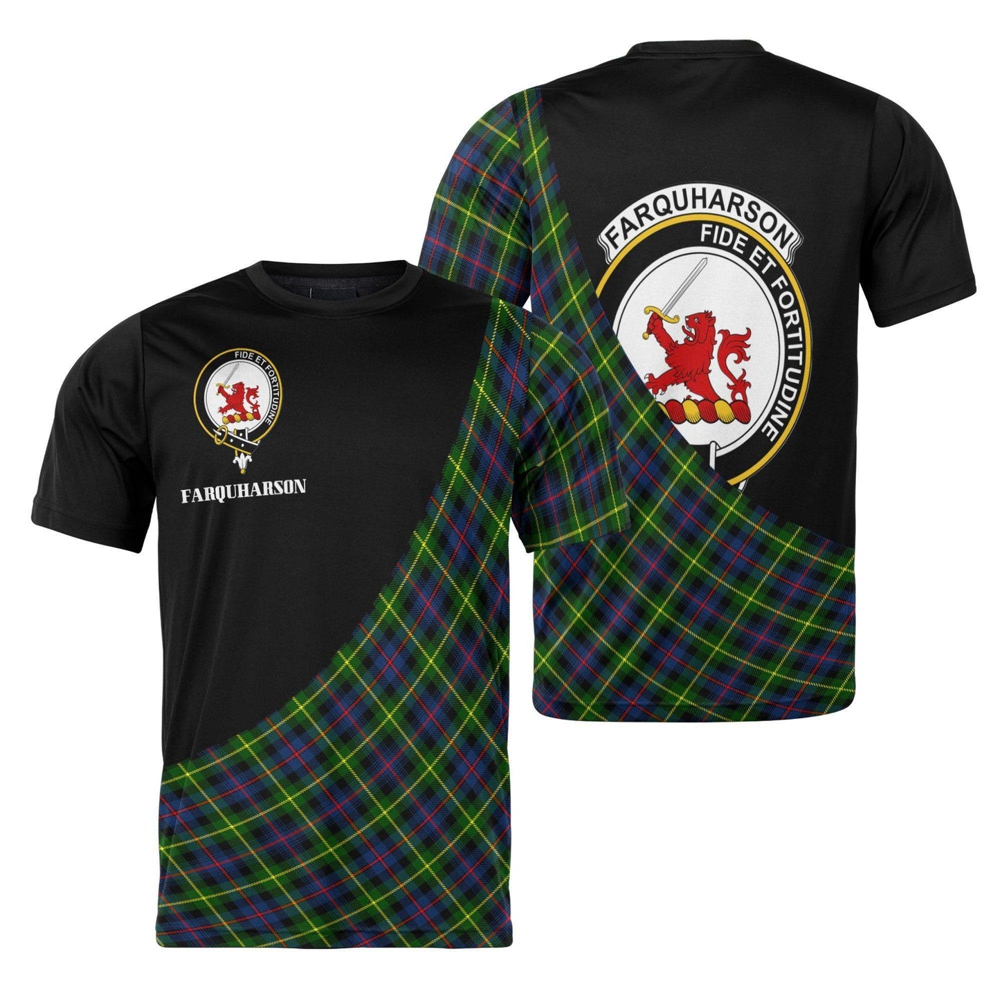 Printivon Farquharson Clan Tartan with Kilt Design Personalized Tee Shirt Scotland Gift For Mom and Dad
