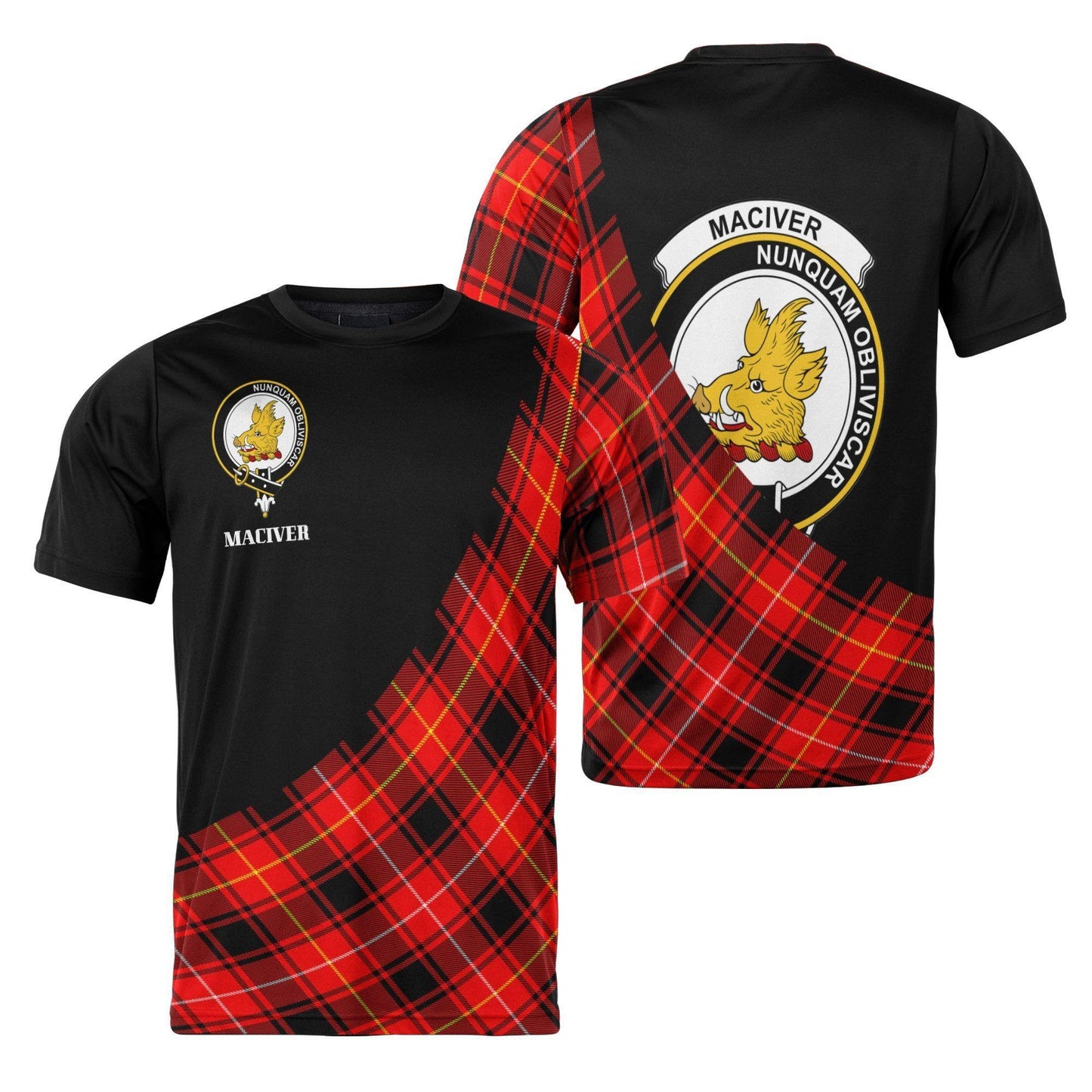 Printivon MacIver Clan Tartan with Kilt Design Personalized Tee Shirt Scotland Gift For Mom and Dad