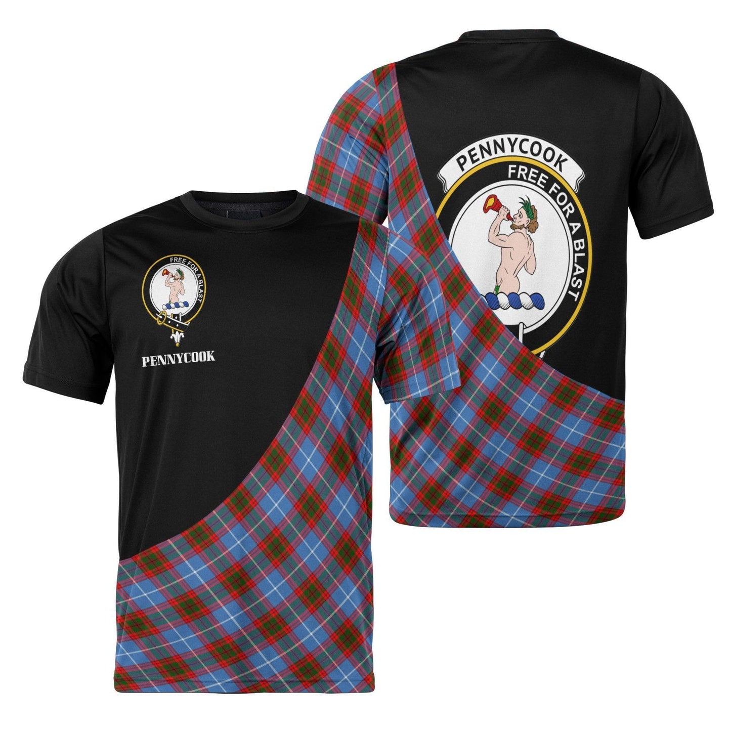 Printivon Pennycook Clan Tartan with Kilt Design Personalized Tee Shirt Scotland Gift For Mom and Dad