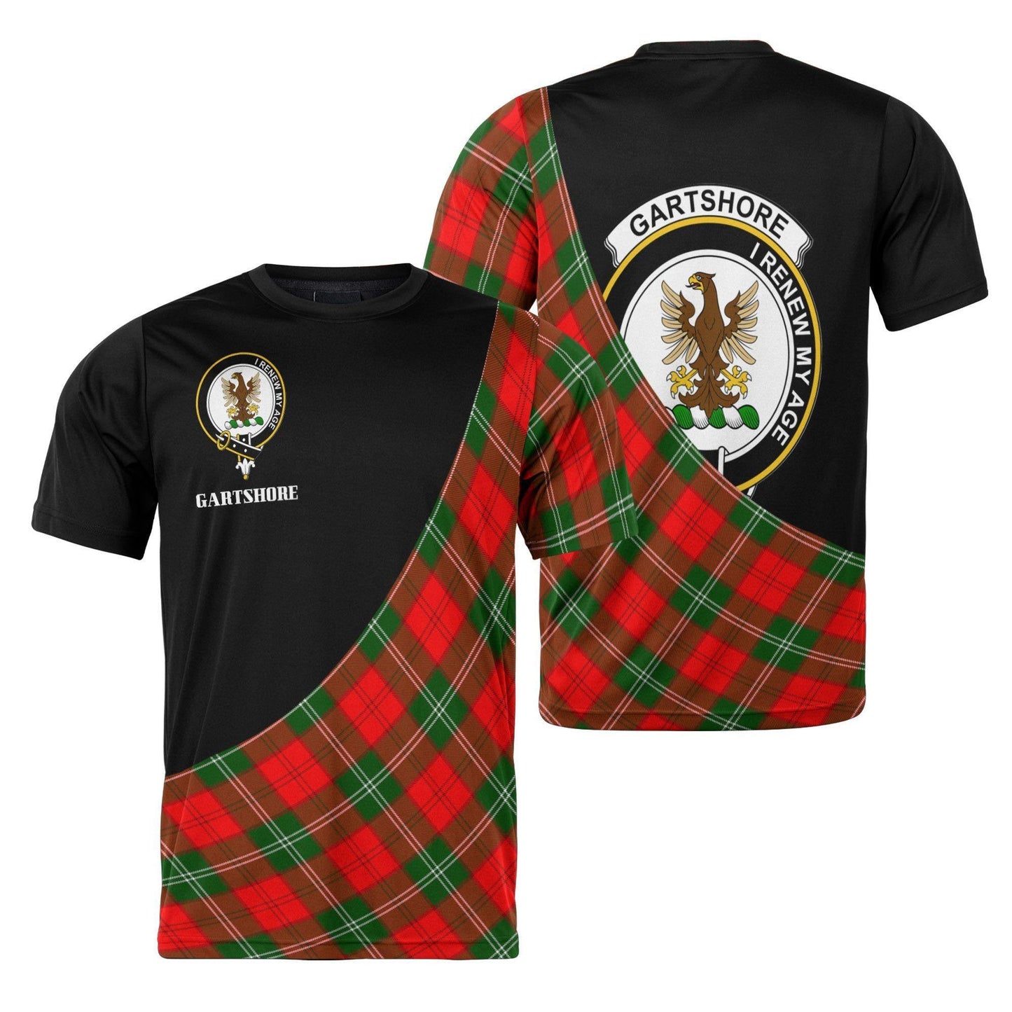 Printivon Gartshore Clan Tartan with Kilt Design Personalized Tee Shirt Scotland Gift For Mom and Dad