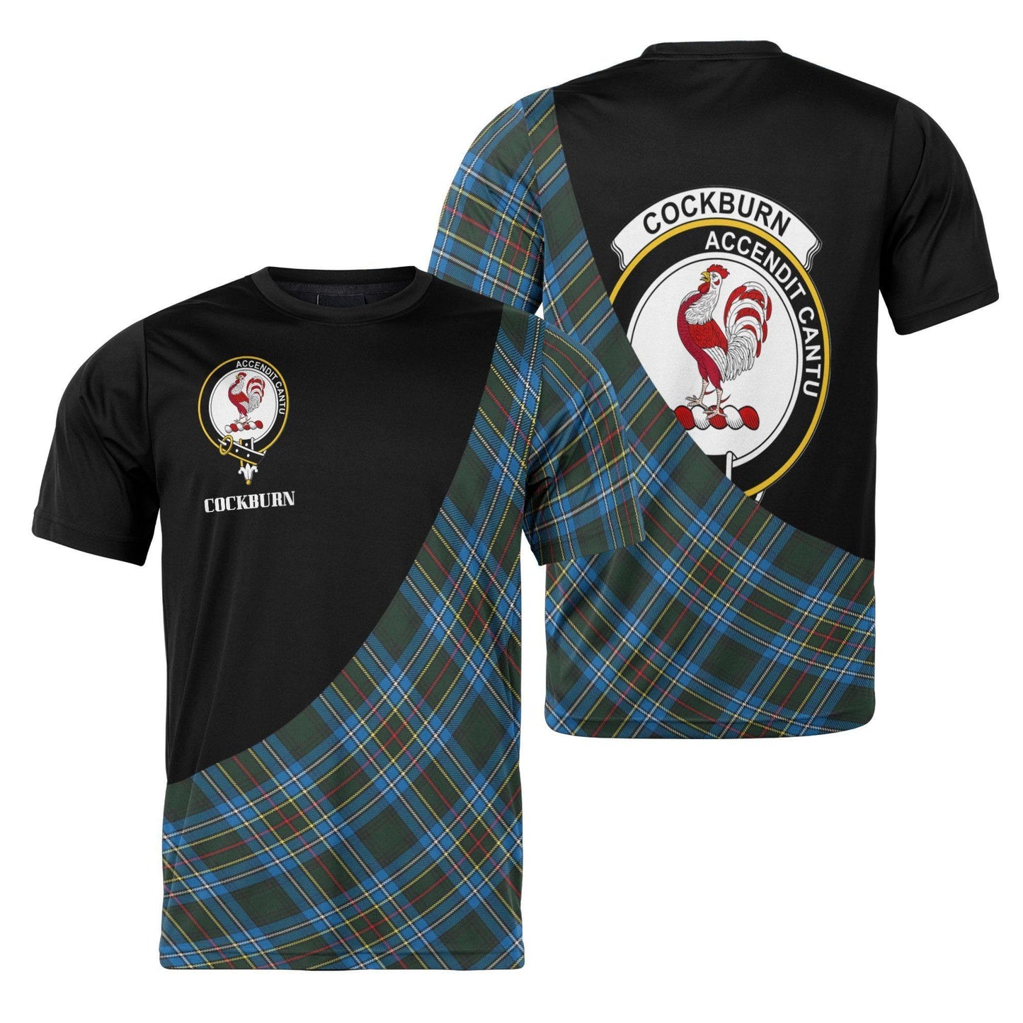 Printivon Cockburn Clan Tartan with Kilt Design Personalized Tee Shirt Scotland Gift For Mom and Dad