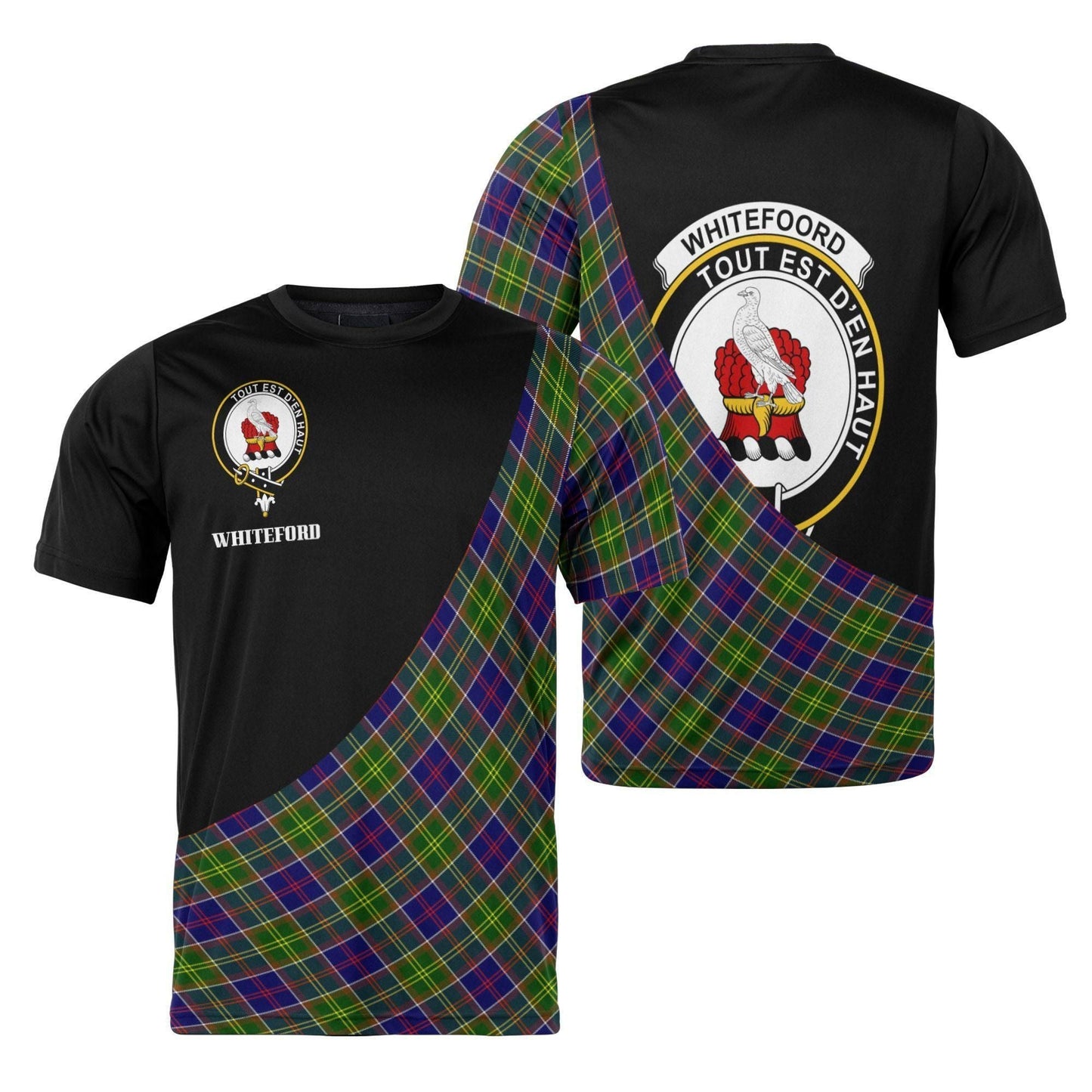 Printivon Whiteford Clan Tartan with Kilt Design Personalized Tee Shirt Scotland Gift For Mom and Dad