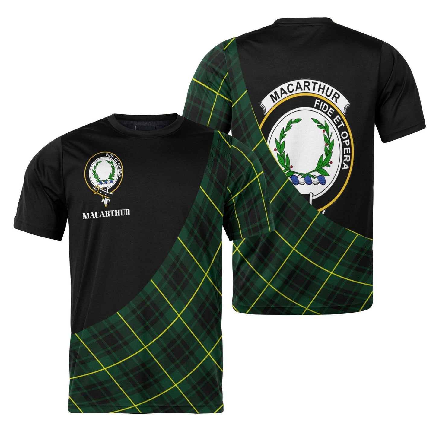 Printivon MacArthur Clan Tartan with Kilt Design Personalized Tee Shirt Scotland Gift For Mom and Dad