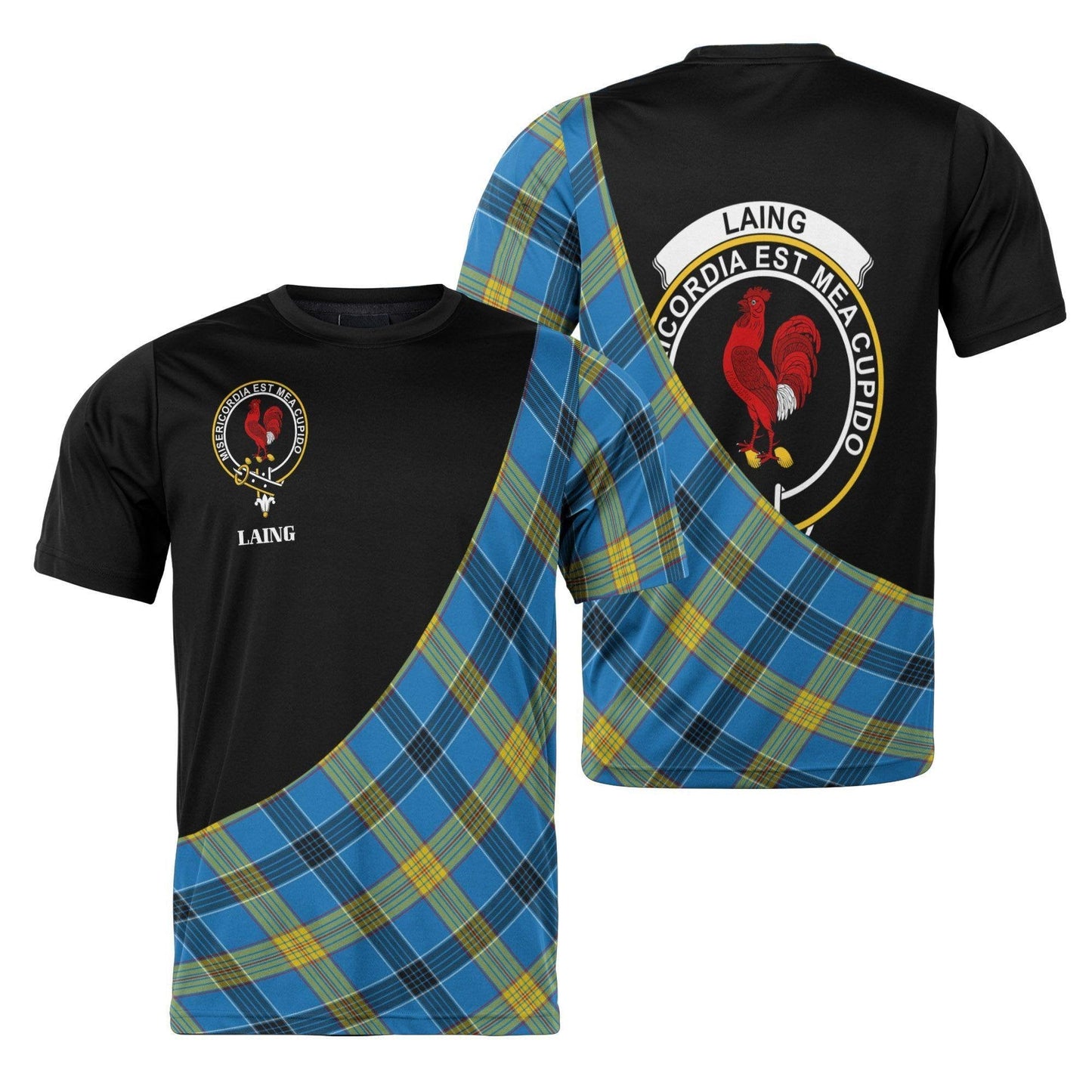 Printivon Laing Clan Tartan with Kilt Design Personalized Tee Shirt Scotland Gift For Mom and Dad
