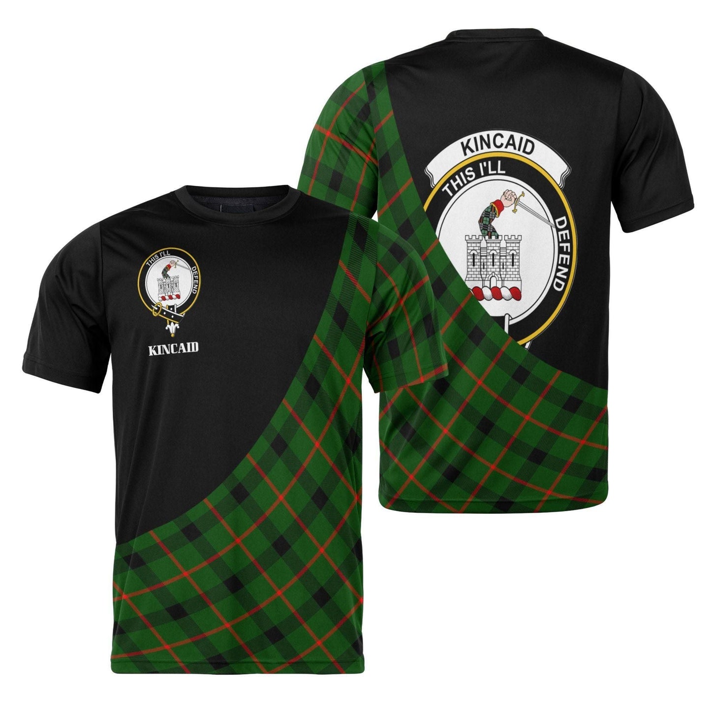 Printivon Kincaid Clan Tartan with Kilt Design Personalized Tee Shirt Scotland Gift For Mom and Dad