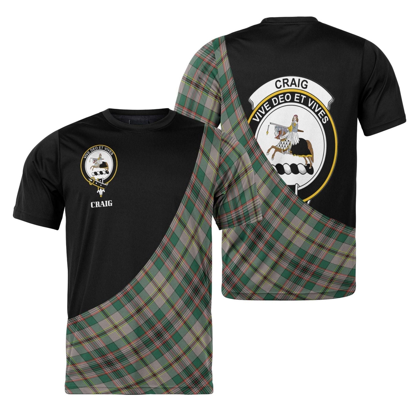 Printivon Craig Clan Tartan with Kilt Design Personalized Tee Shirt Scotland Gift For Mom and Dad