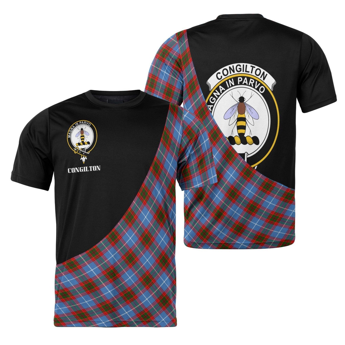 Printivon Congilton Clan Tartan with Kilt Design Personalized Tee Shirt Scotland Gift For Mom and Dad