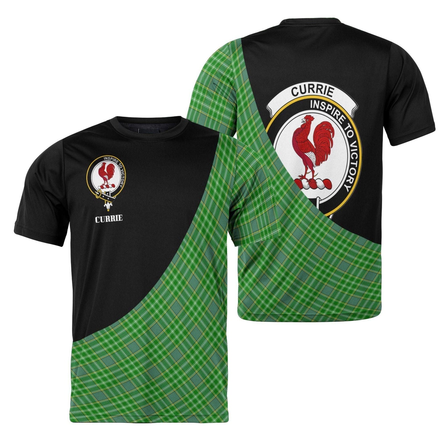 Printivon Currie Clan Tartan with Kilt Design Personalized Tee Shirt Scotland Gift For Mom and Dad