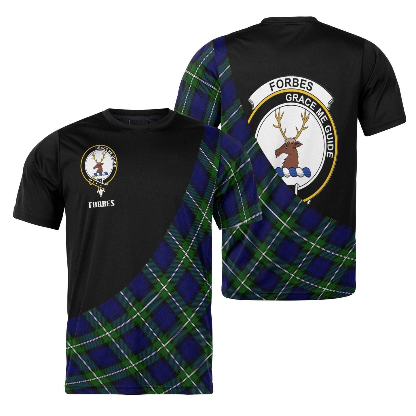 Printivon Forbes Clan Tartan with Kilt Design Personalized Tee Shirt Scotland Gift For Mom and Dad
