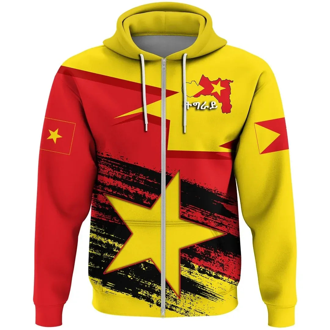 Zip Hoodie Tigray Flag And Map Special Zip Hoodie