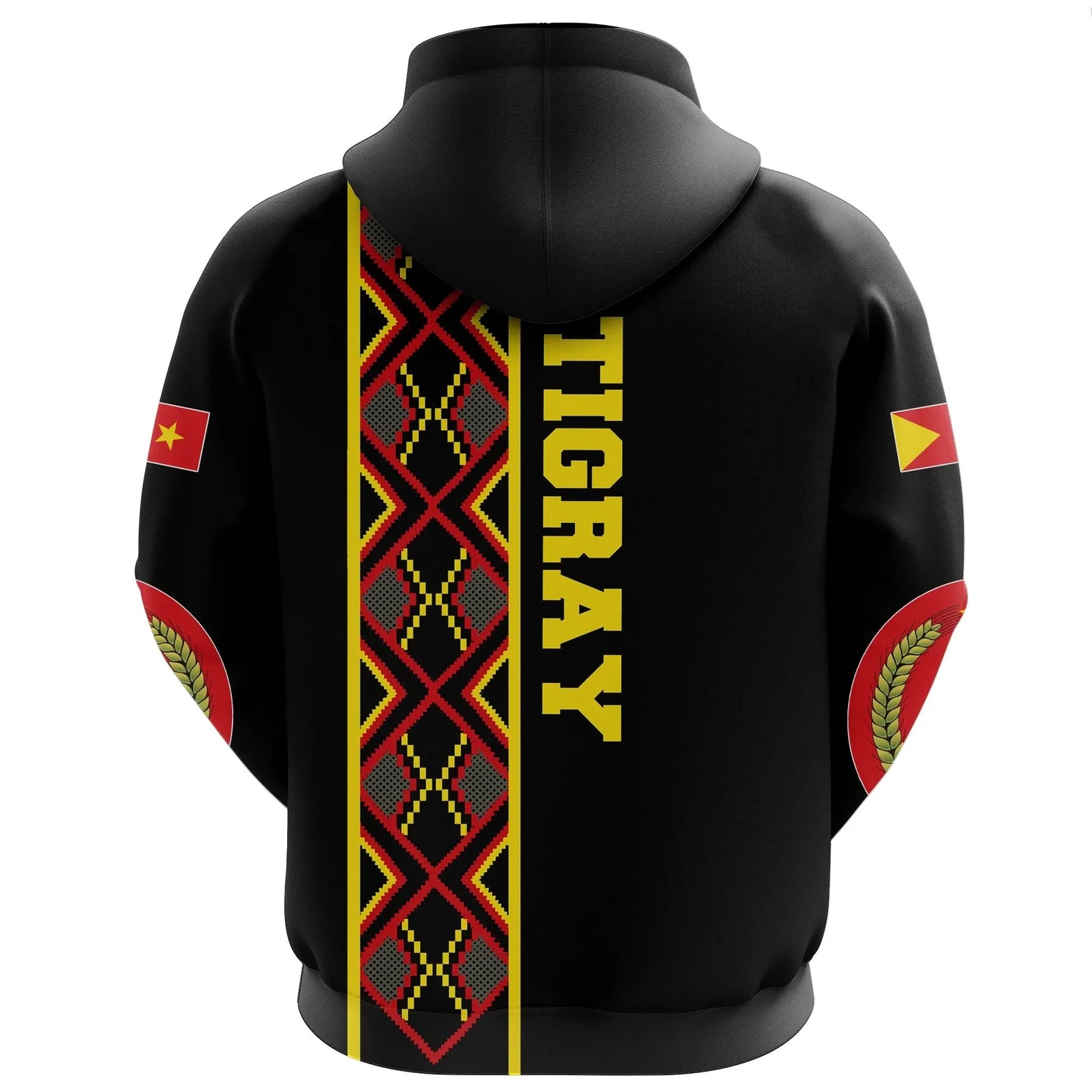 Zip Hoodie Tigray Maps Africa Pattern Black Zip Hoodie